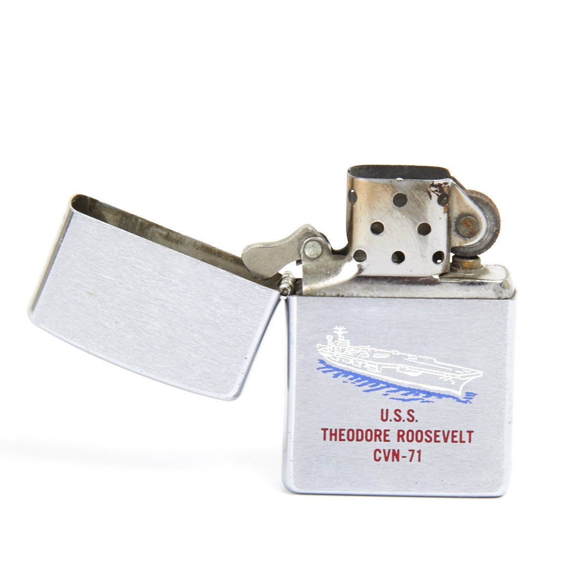 Original Iraq War Zippo Lighter Engraved U.S.S Theodore Roosevelt