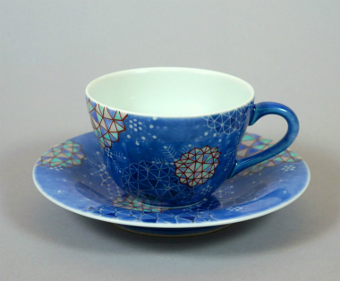 色絵吹墨墨はじき紫陽花文珈琲碗｜十四代今泉今右衛門｜今右衛門