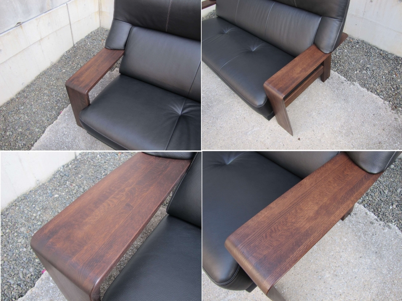 カリモク Chitano / チターノ ダンテ 3人掛けソファ 革張り 中古｜