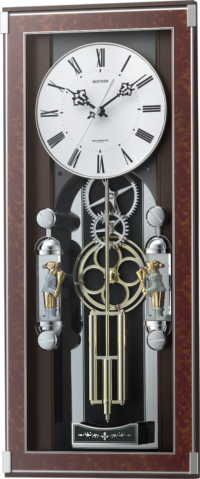 毎正時に歯車飾りがメロディに合わせて回転します！からくり振り子時計