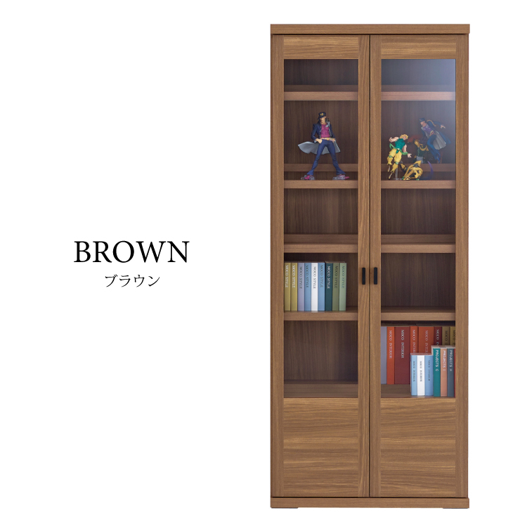 RA-2808 日本製の大容量な本棚｜幅74cm・ガラス扉・完成品