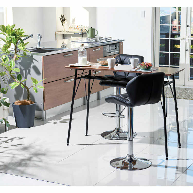 CC-1012 レザー製ブラック黒カウンターチェア｜PU革張り・昇降式