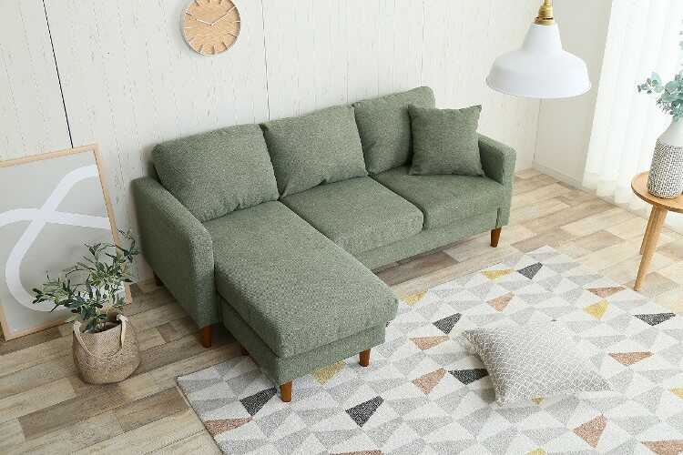 SF-3915 布製L字ソファー｜緑グリーン幅168cmレイアウト変更