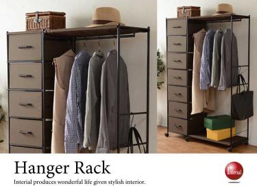 WR-1514 引出し収納付きハンガーラック｜幅80cm・ブラウン