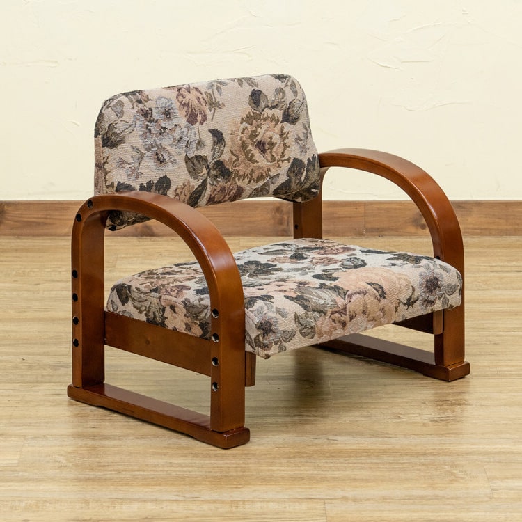 FC-1049 コンパクトで軽い座椅子｜布製・花柄・3段階高さ調節可能