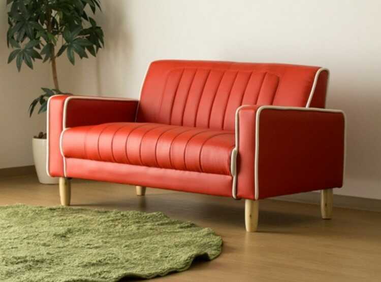 SF-4068 赤いレザーがカッコイイ2人掛けソファー｜幅124cm