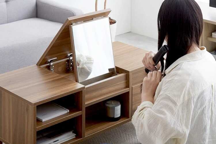 DR-1037 収納力抜群ドレッサーテーブル・北欧ブラウン・幅85cm