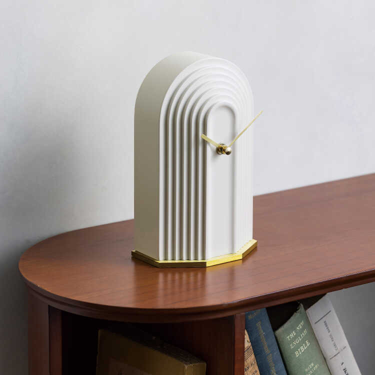 CL-2590 インテリア性抜群の高級な置き時計・白・テーブルクロック