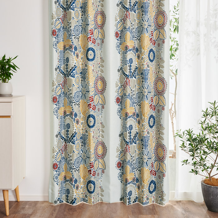 北欧デザイン カーテン 柄あり 1枚 プリーツ部分北欧タイプ 楽天市場