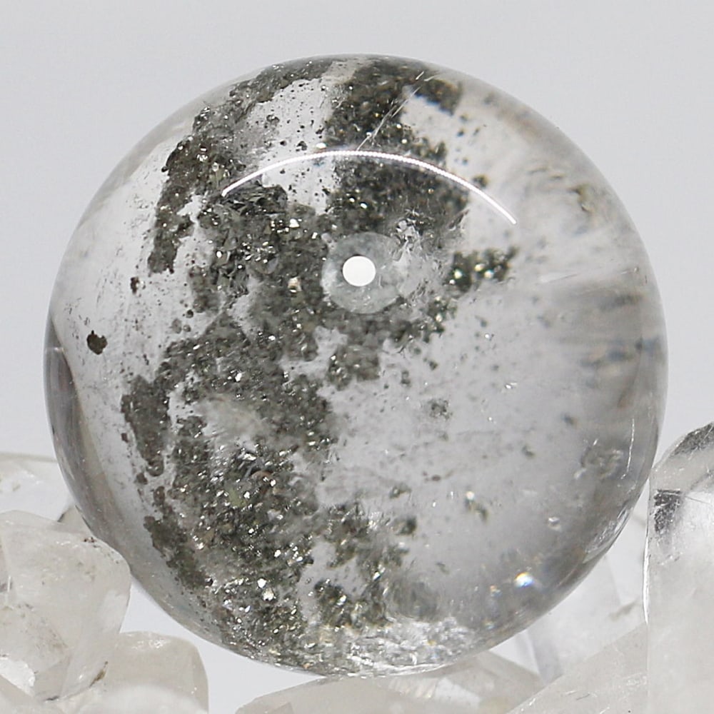 ブラジル産パイライトインクォーツ丸玉/スフィア☆現品動画あり - 埼玉