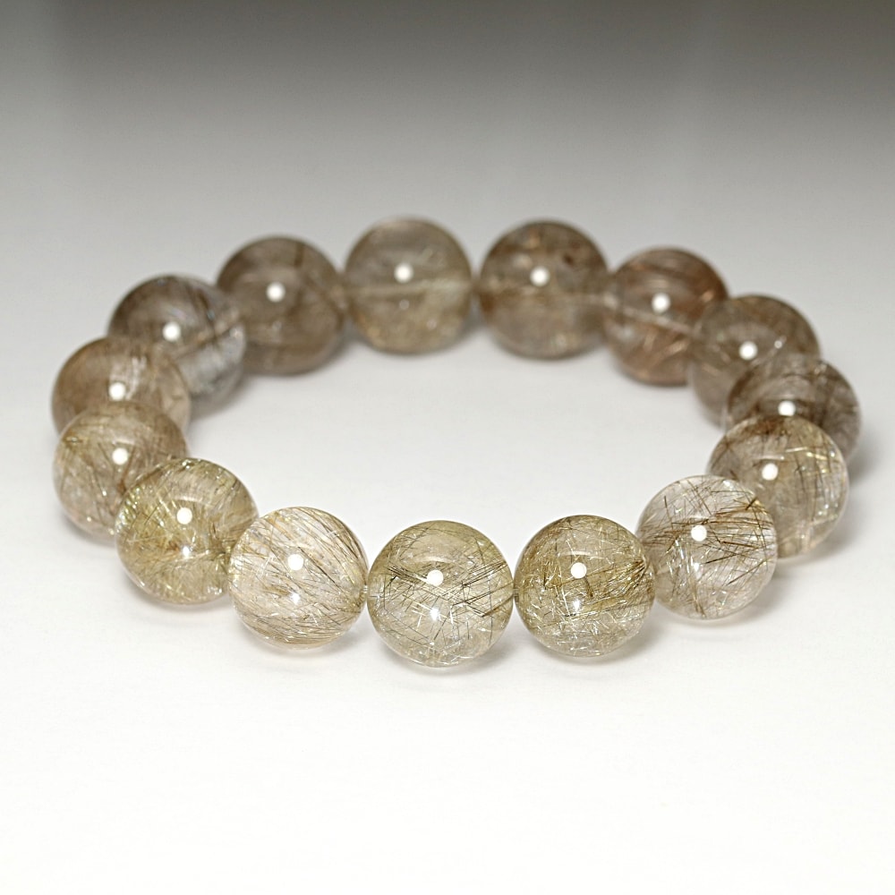高品質]シルバールチルクォーツブレスレット（約15.5mm玉・超高騰中の
