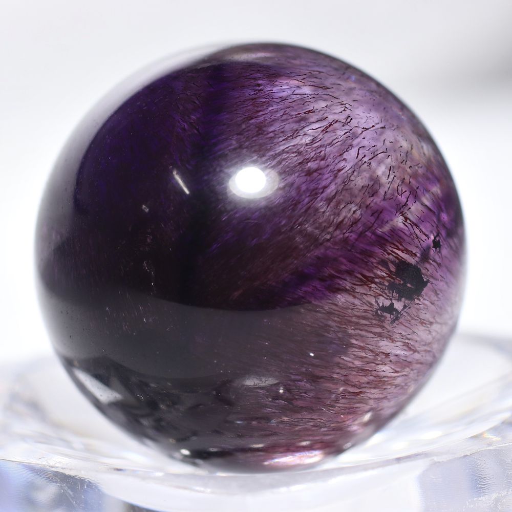 アメジストスーパーセブン丸玉/スフィア（直径約22.2mm・高透明度