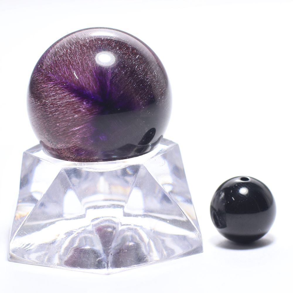 アメジストスーパーセブン丸玉/スフィア（直径約22.2mm・高透明度