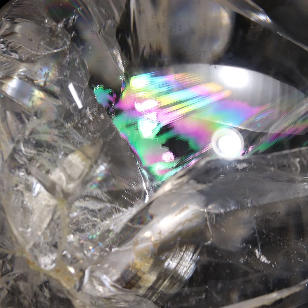 希少]超大玉レインボー水晶丸玉/スフィア（直径約180mm・専用木製台座