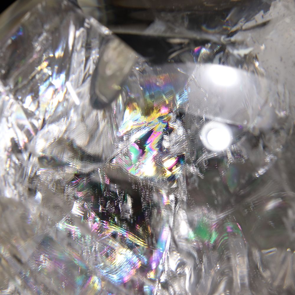 希少]超大玉レインボー水晶丸玉/スフィア（直径約180mm・専用木製台座