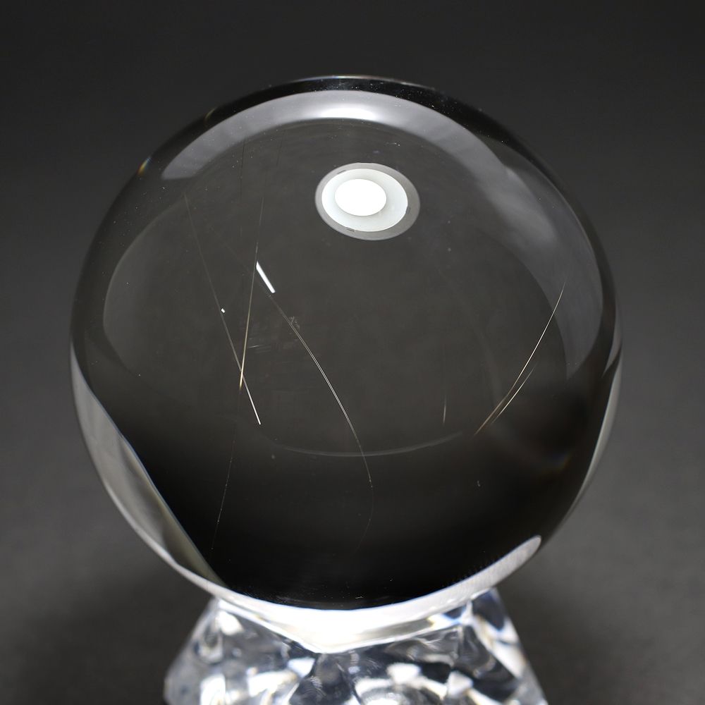 トップクォリティ]天然ルチルクォーツ丸玉/水晶座布団台座付（球体直径