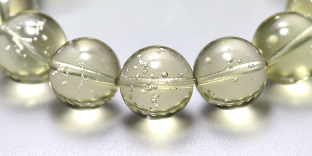 トップクォリティ]天然リビアングラスブレスレット（約15.5mm大玉・全