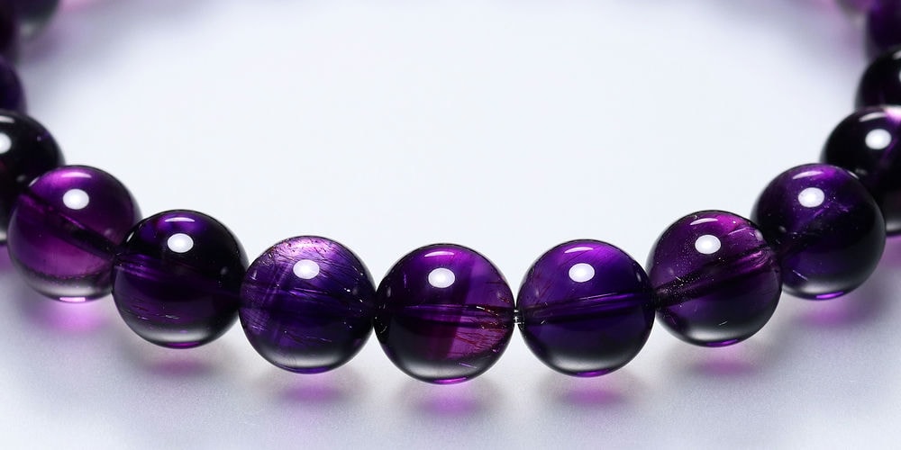 高品質]マダガスカル産アメジストエレスチャルブレスレット（約8mm玉