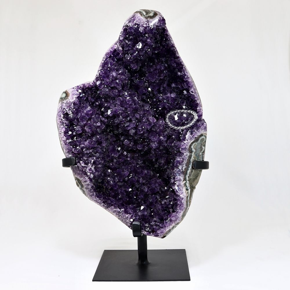 高品質]ブラジル産アメジストクラスター（大型原石13.3kg/専用金属