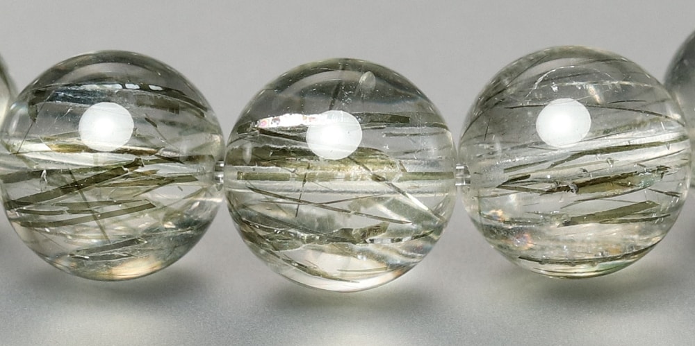 高品質]アクチノライトインクォーツブレスレット（約10.5mm玉） - 埼玉