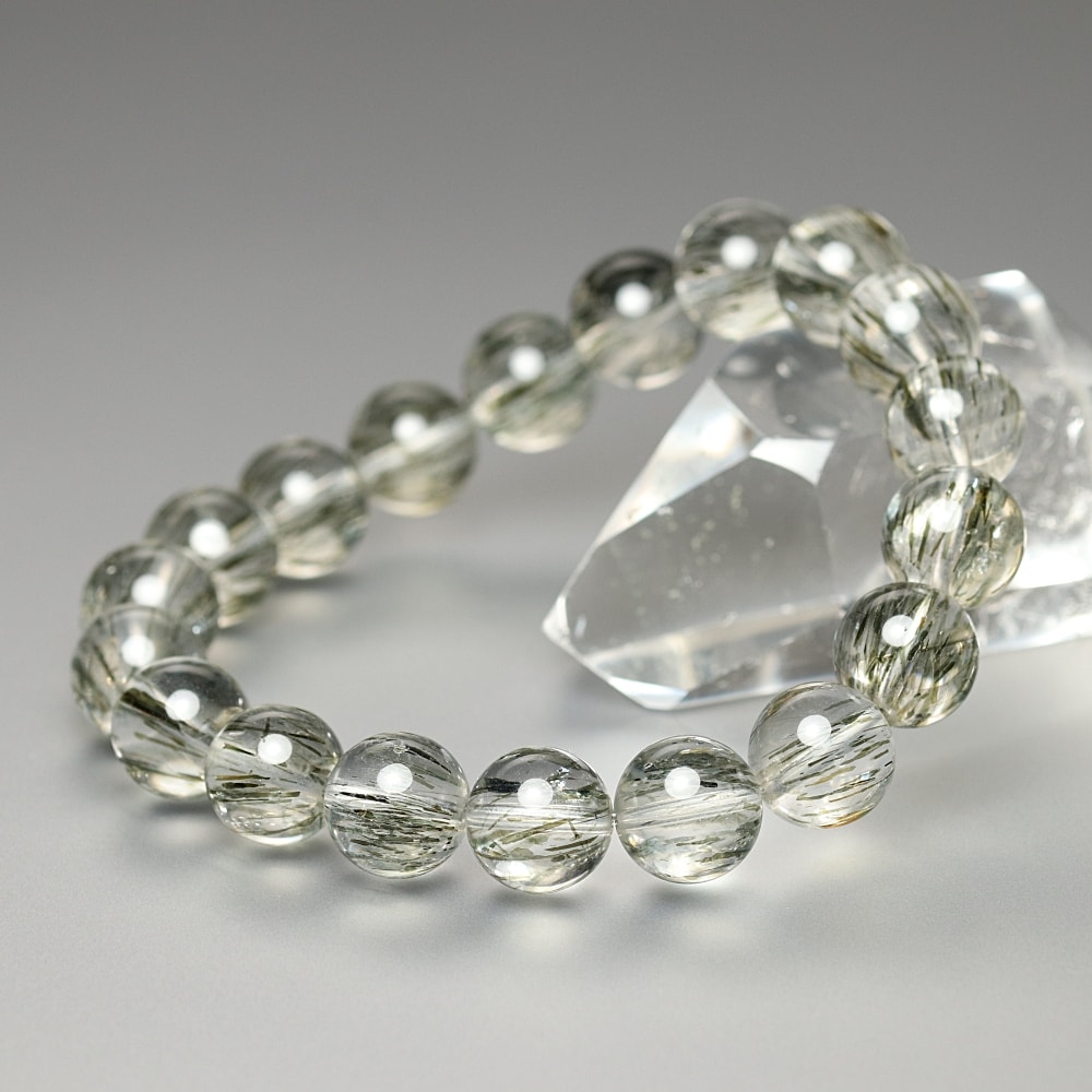 高品質]アクチノライトインクォーツブレスレット（約10.5mm玉） - 埼玉