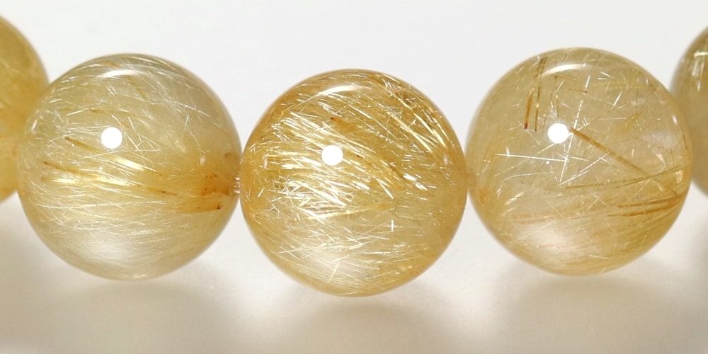 3A]ゴールドルチルクォーツブレスレット（約11.5mm玉） - 埼玉県吉川市