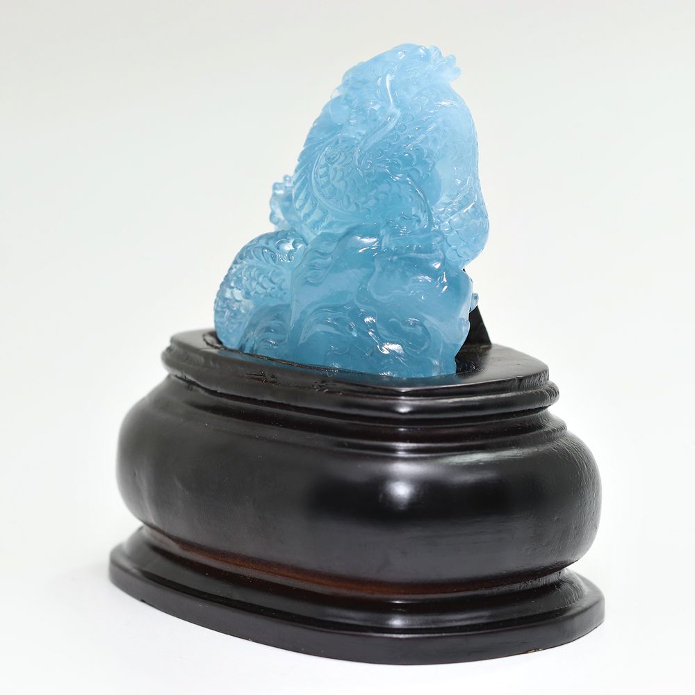 トップクォリティ]ブラジル産アクアマリン/(辰)龍彫刻（全高約90mm