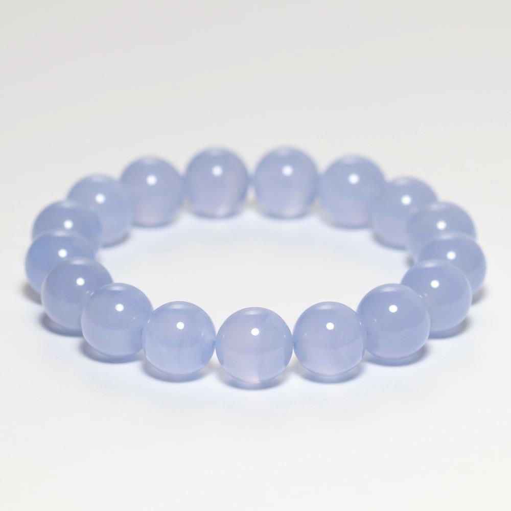 高品質++]ブルーカルセドニーブレスレット（約12.5mm玉・美しい天然色