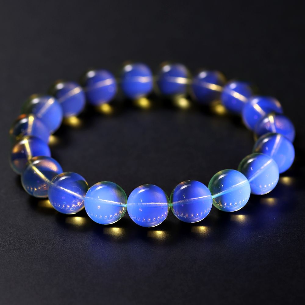 トップクォリティ]天然ブルーアンバーブレスレット/非加熱琥珀（約10.5