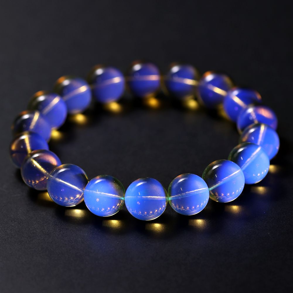 トップクォリティ]天然ブルーアンバーブレスレット/非加熱琥珀（約10.5