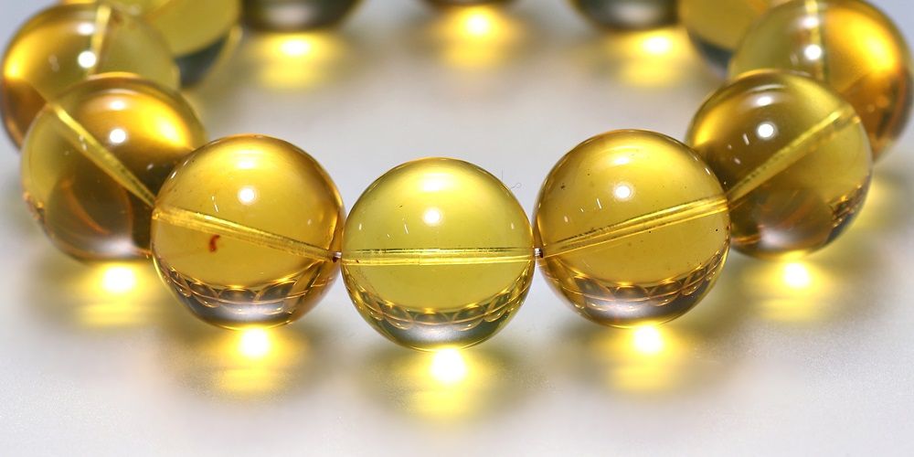 トップクォリティ]天然ブルーアンバーブレスレット/非加熱琥珀（約19mm