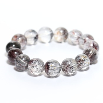 高品質]ブラックスーパーセブンブレスレット/ニードルヘマタイトイン