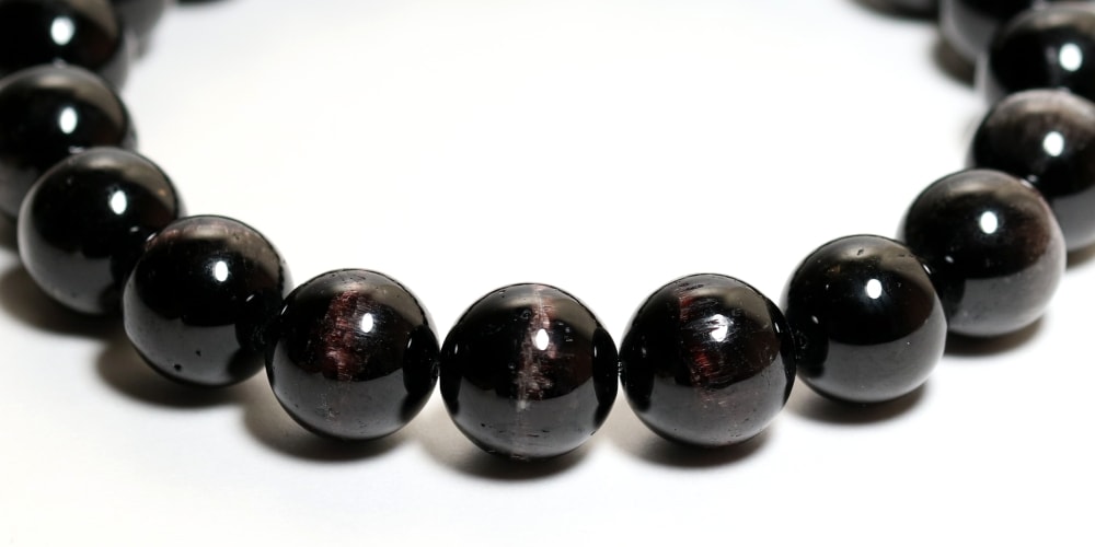 希少・高品質+]ブラックレッドキャッツアイトルマリンブレスレット（約