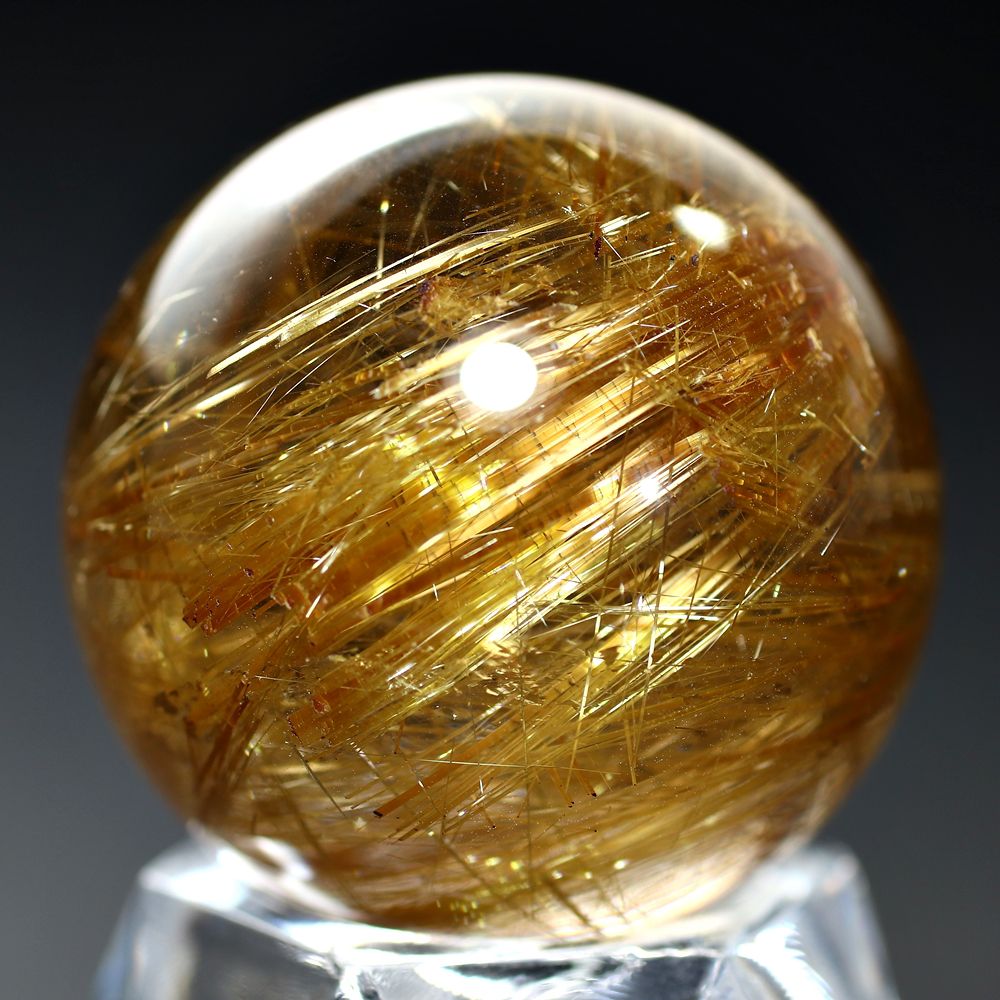 高品質]ブラジル産ゴールドルチルクォーツ丸玉/スフィア（直径29.5mm