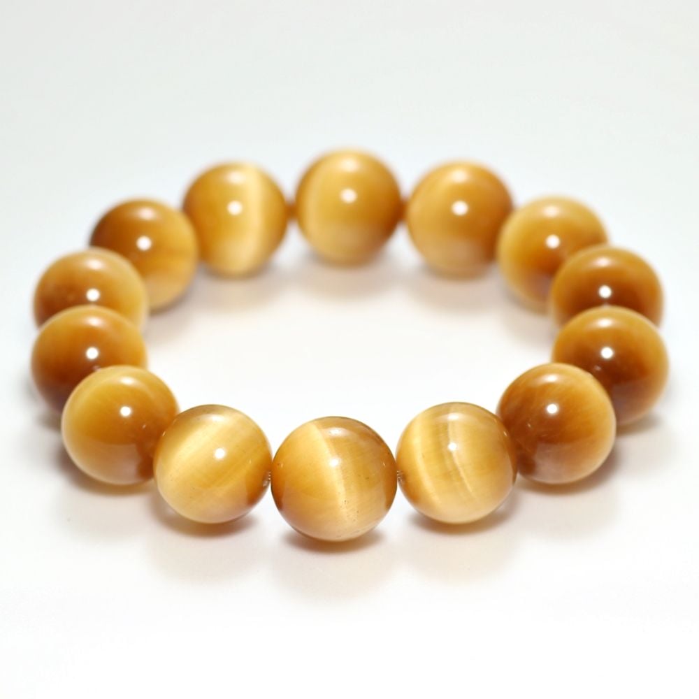 高品質]ゴールデンタイガーアイブレスレット/金虎目石（約16mm玉