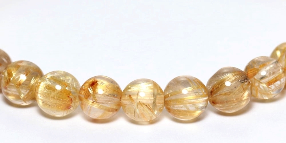 高品質]ゴールドルチルクォーツブレスレット（約7mm玉） - 埼玉県吉川