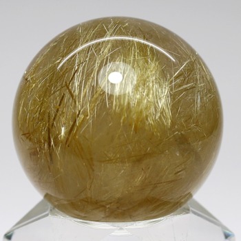 特別価格]ライトゴールドルチルクォーツ丸玉/スフィア（大玉） - 埼玉