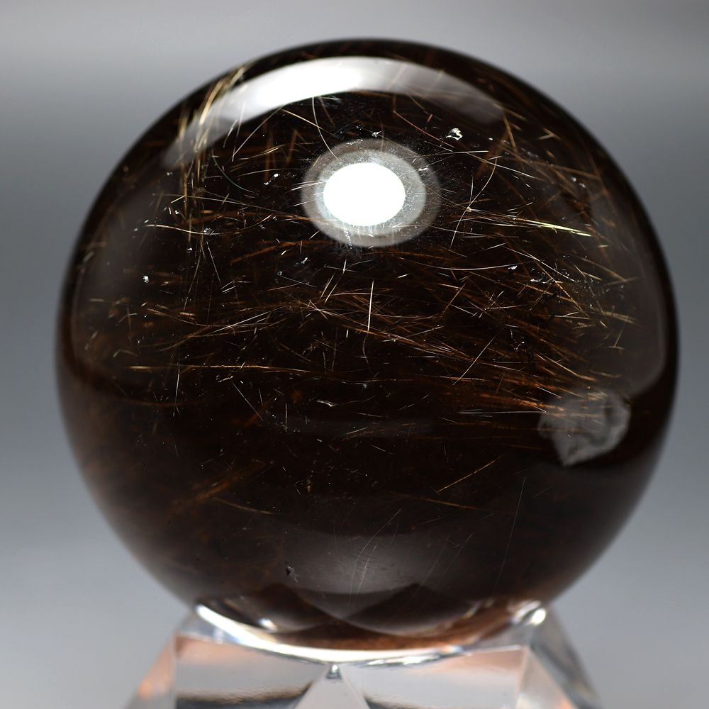 高品質]ブラジル産ゴールドルチルクォーツ丸玉/スフィア（直径62.0mm