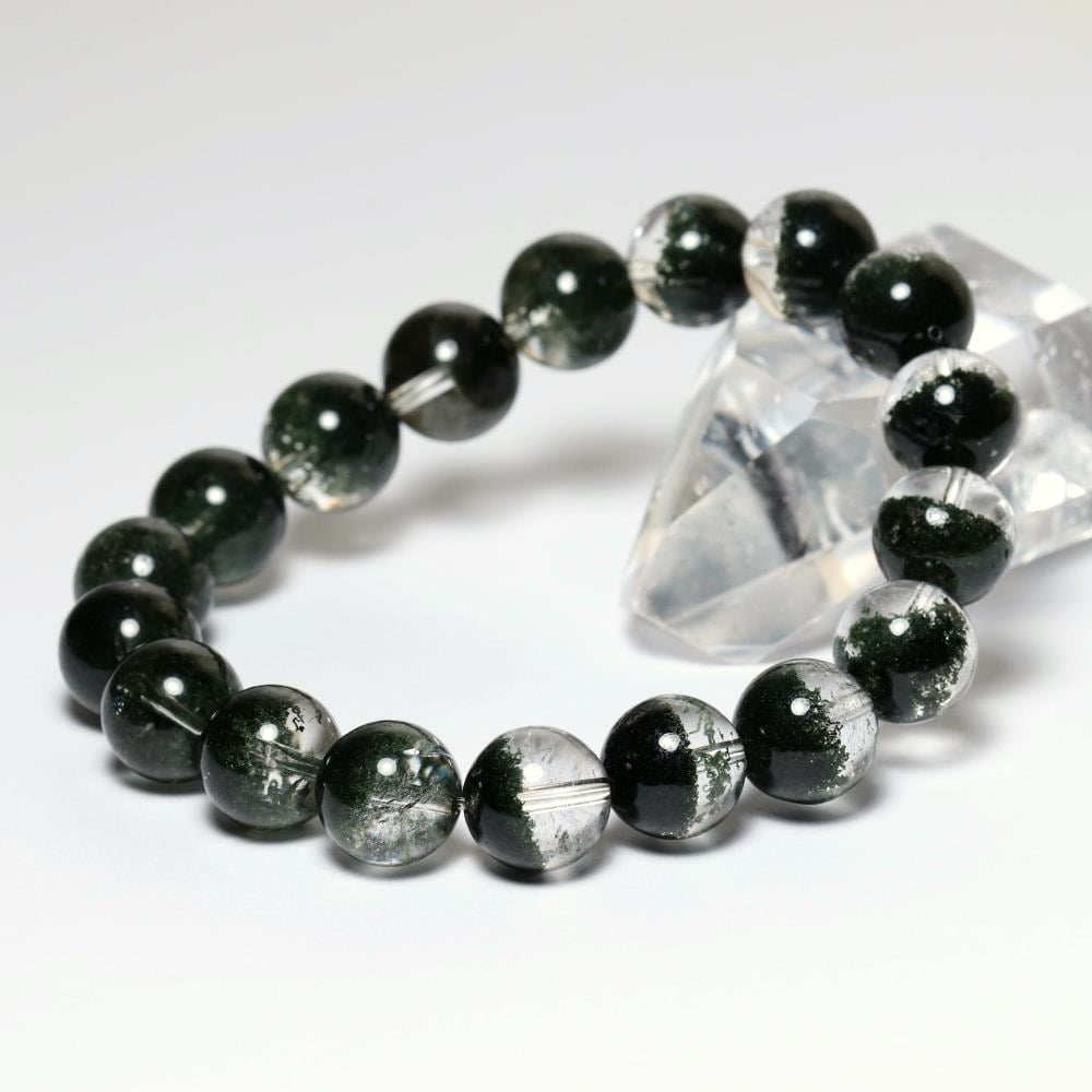 高品質++]ディープグリーンガーデンクォーツブレスレット/庭園水晶