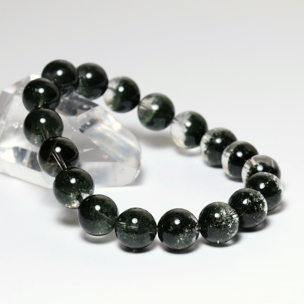 高品質++]ディープグリーンガーデンクォーツブレスレット/庭園水晶