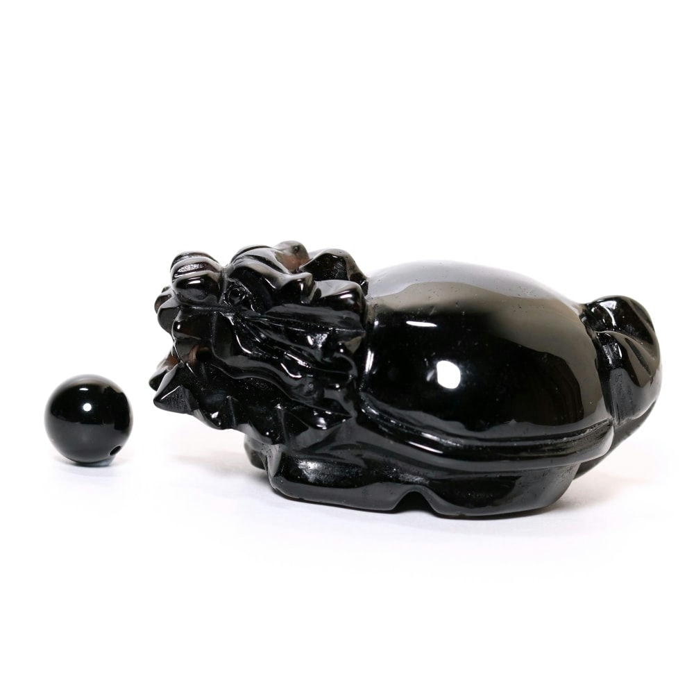 中国/山東省産]モリオン彫刻/天然黒水晶（龍亀/ロングイ） - 埼玉県