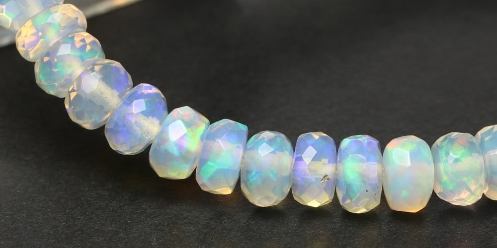 トップクォリティ]エチオピアオパールボタンカットブレスレット（約6mm