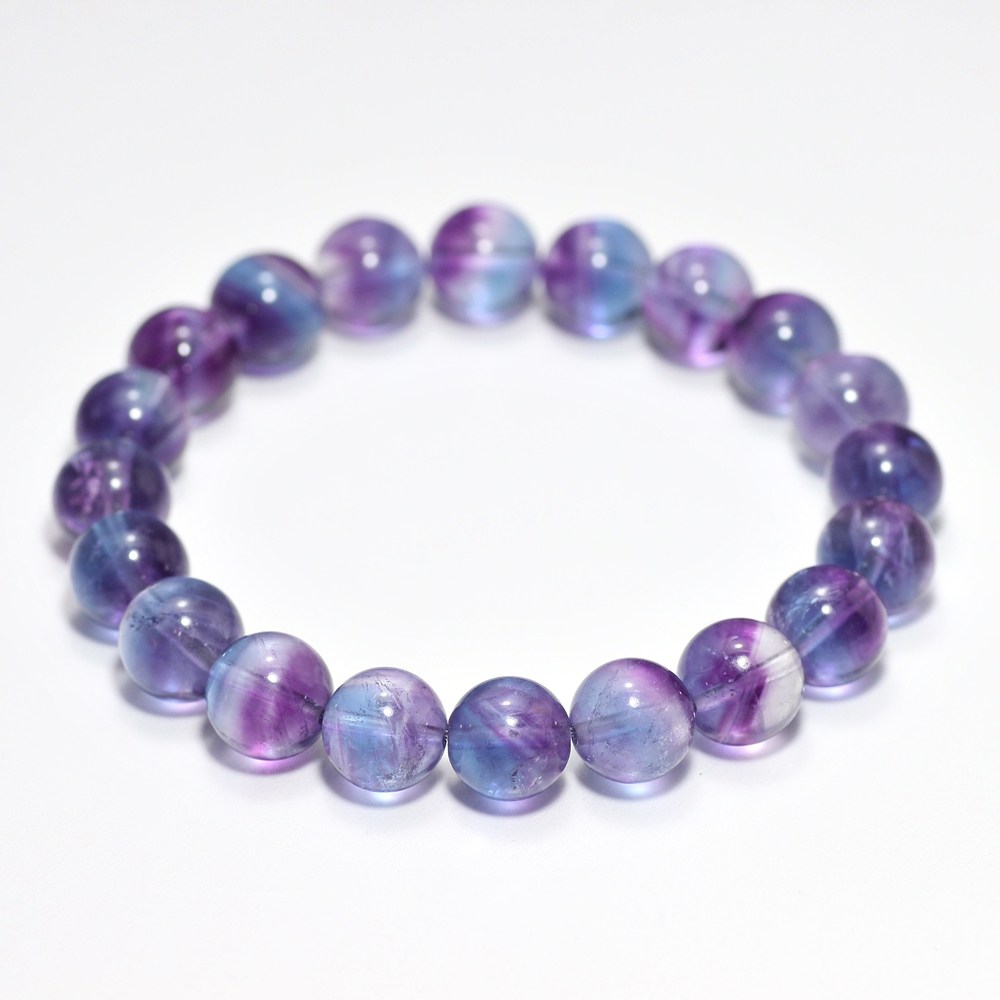 パープルブルーフローライトブレスレット（約9.5mm玉） - 埼玉県吉川市