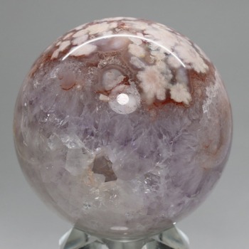 高品質]マダガスカル産フラワーアゲート丸玉/ピンクアメジスト共生桜
