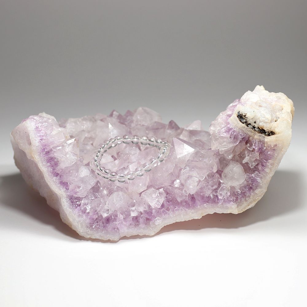 インド/カルール産]アメジストクラスター/原石（淡いラベンダーカラー