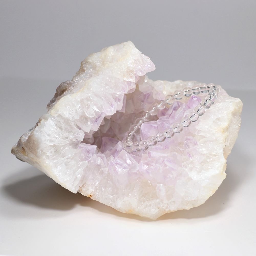 インド/カルール産]アメジストクラスター/原石（淡いラベンダーカラー