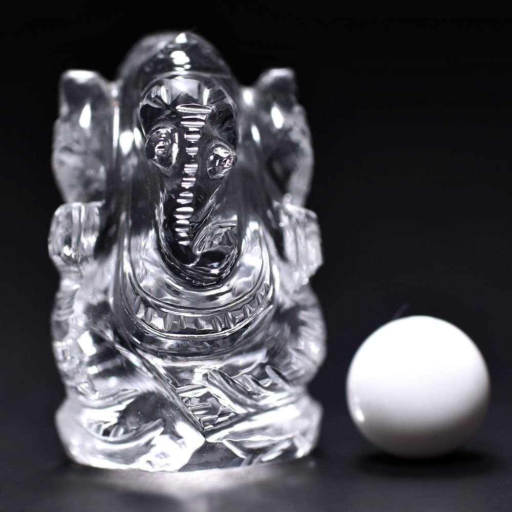 高品質++]インド/マニハール産ヒマラヤ水晶ガネーシャ像（高さ約2.9cm