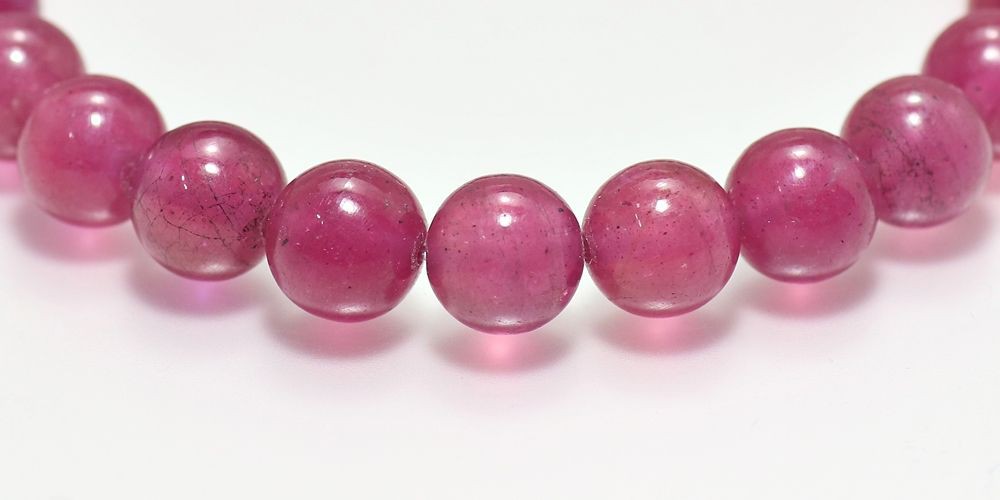 特別価格/インド産] 宝石質ピンクルビーブレスレット（約8mm玉