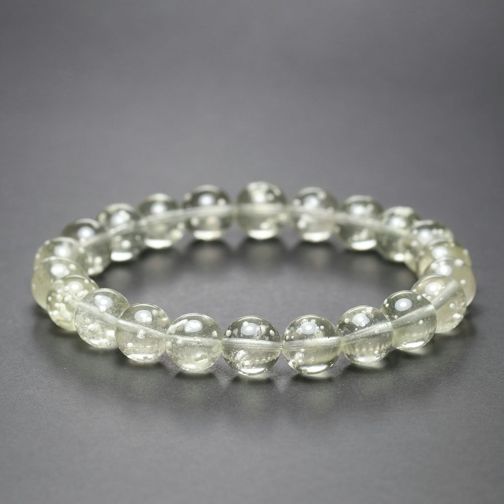 高品質++]全玉クリストバライト内包天然リビアングラスブレスレット