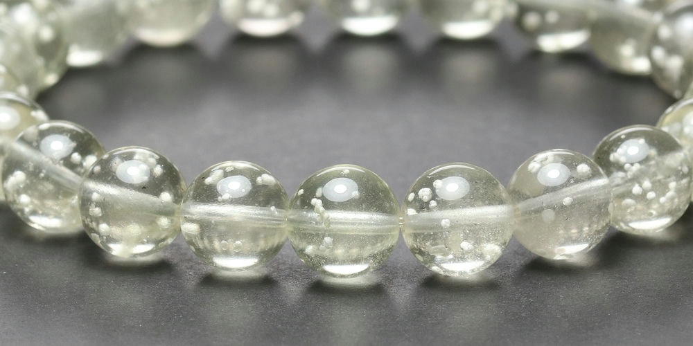 高品質++]全玉クリストバライト内包天然リビアングラスブレスレット